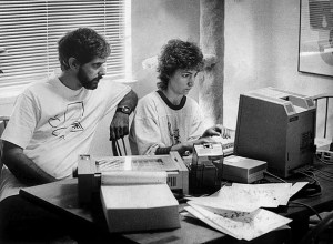 Cliff and Jan and the new Macintosh, 1984, Davis, California